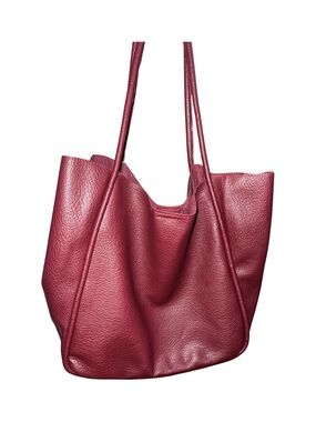 KK XIU Large Vegan Leather Slouch Hobo Tote Bag Shoulder Purse Burgundy NWT
